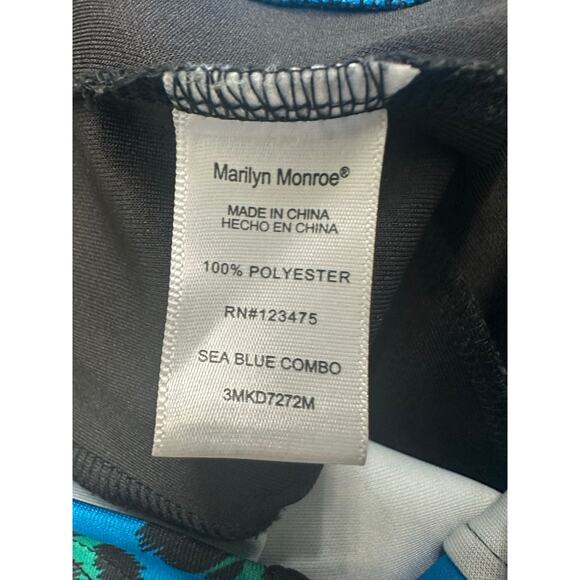 Marylin Monroe Women’s Blue Black Mesh Short Sleeve Mini Bodycon Dress Medium - Picture 6 of 7